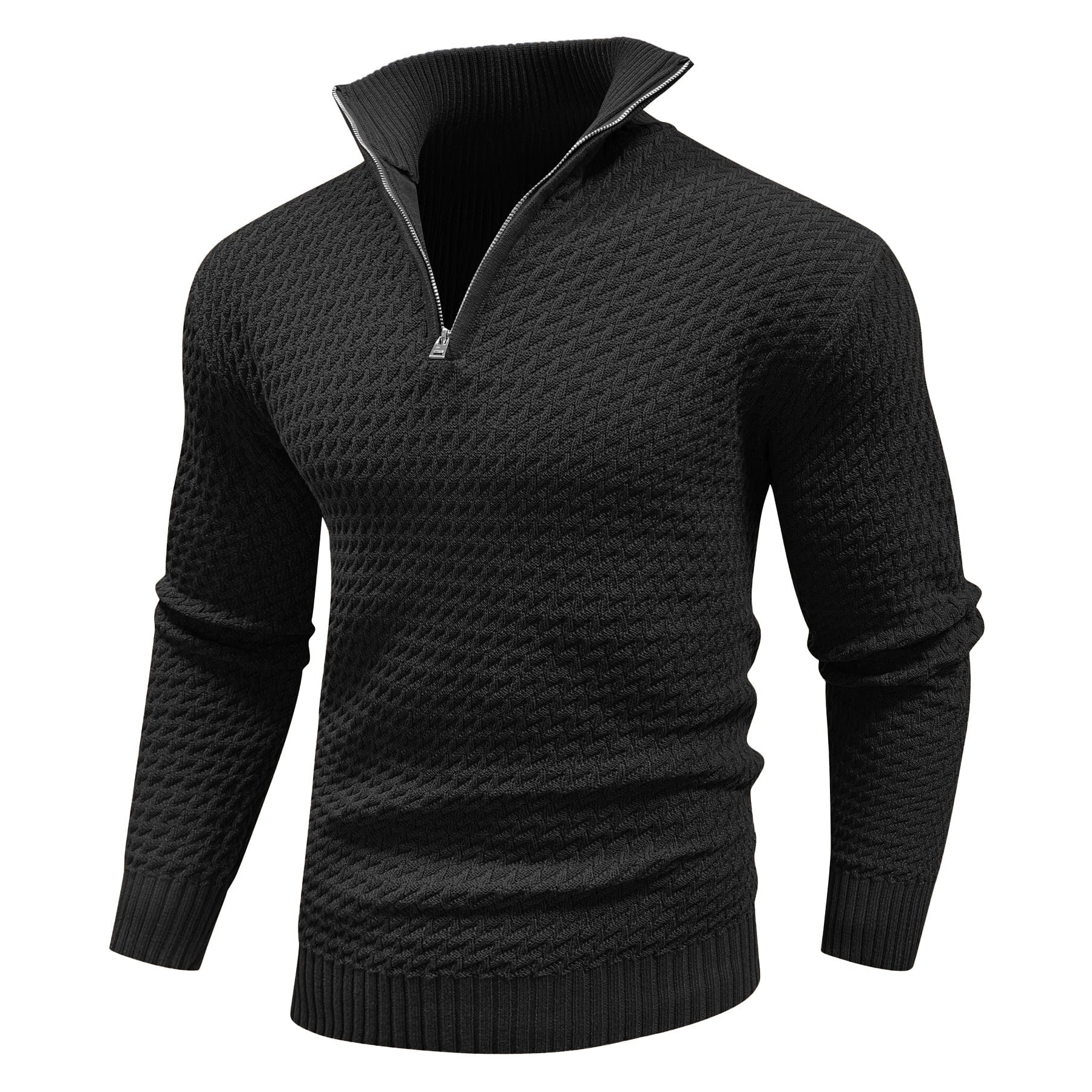 Premium knitted jumper with quarter zip